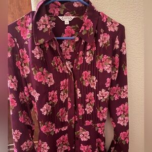 Karen Kane Burgundy and Pink Floral Dress